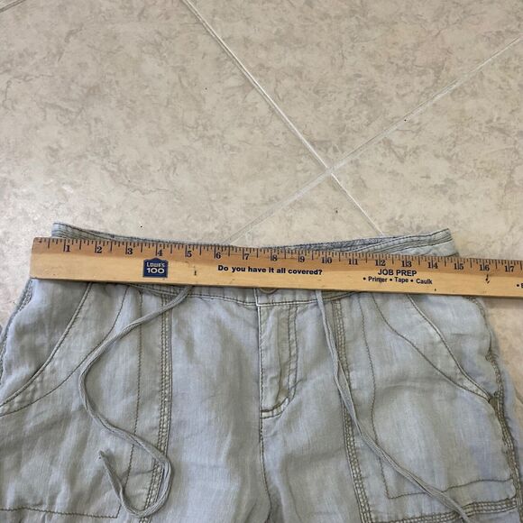 Blue Earth 100% Linen Pants women’s 4 Pants Drawstring Waist pockets roll tab - Picture 11 of 13